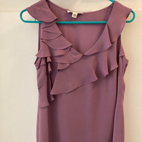 100% Silk Ruffle Blouse Tank Top – Banana Republic Mauve XS - Picture 3 of 9